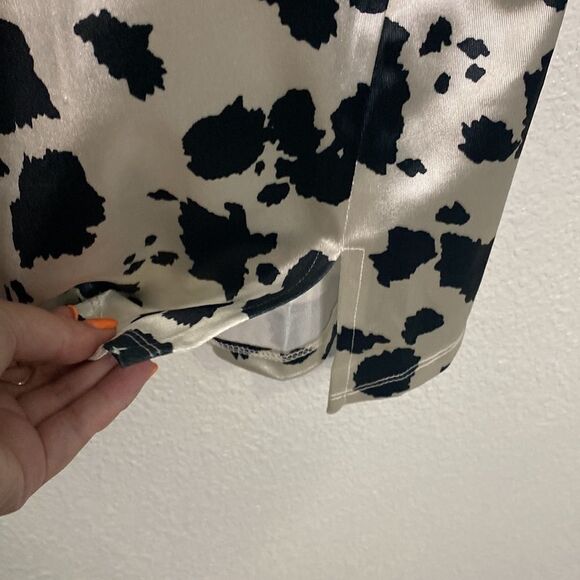 NWT- Thirty/thirty -Satin Cow Mini Dress - Black and cream- Size Large - Picture 4 of 11
